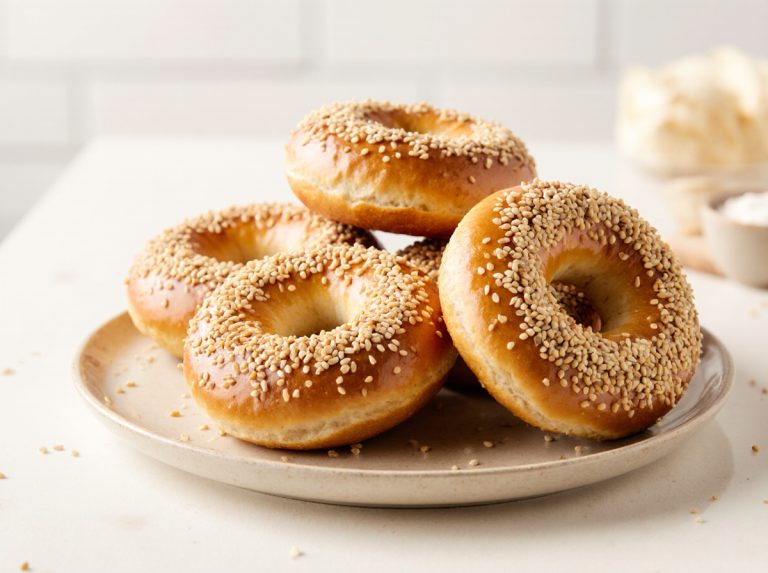 Delicious air fryer bagels golden brown and ready to enjoy with your favorite toppings.