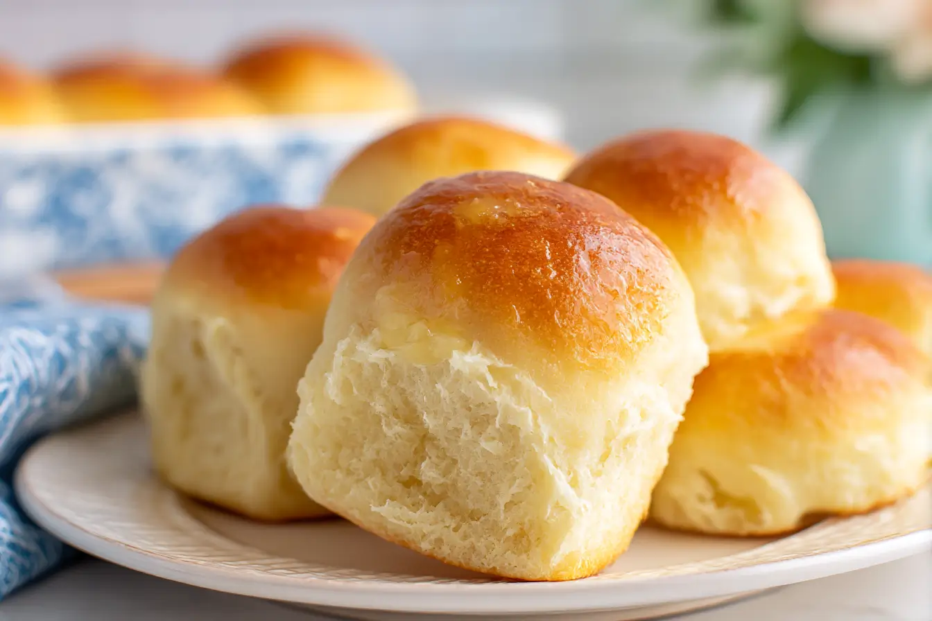 Soft and fluffy air fryer frozen dinner rolls, perfectly golden brown and ready to serve.