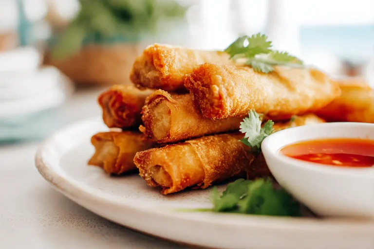Delicious air fryer frozen egg rolls with a crispy exterior and savory filling.