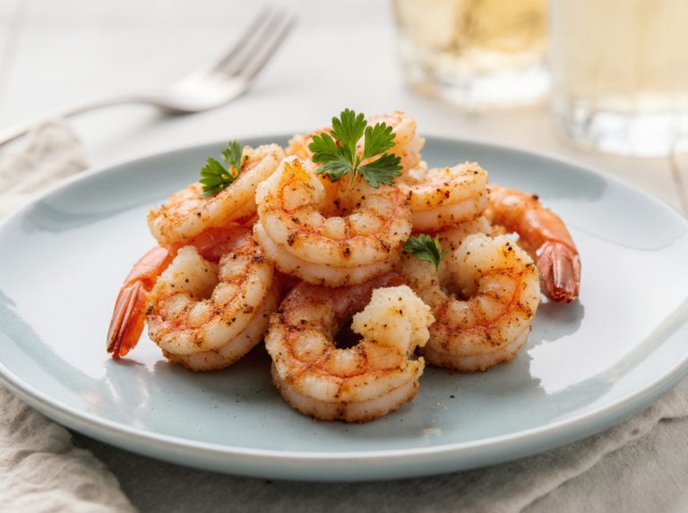 Delicious air fryer frozen shrimp seasoned and perfectly crispy.