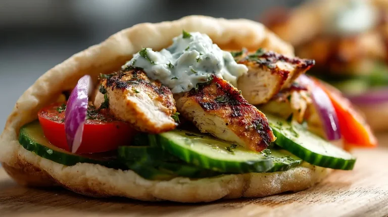 Delicious Air Fryer Greek chicken pitas filled with fresh ingredients and flavorful spices.