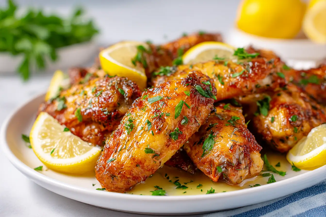 Delicious air fryer Greek chicken wings seasoned with aromatic herbs and spices.