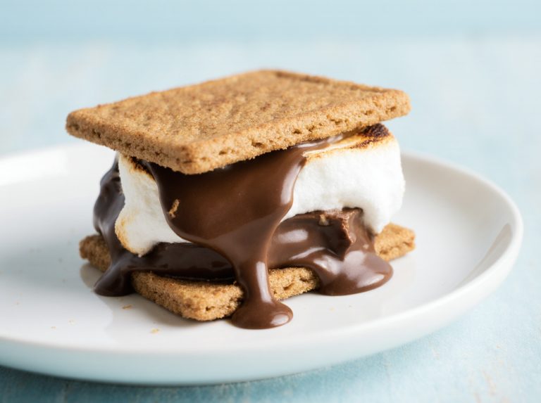 Delicious air fryer indoor smores with perfectly toasted marshmallows and melty chocolate.