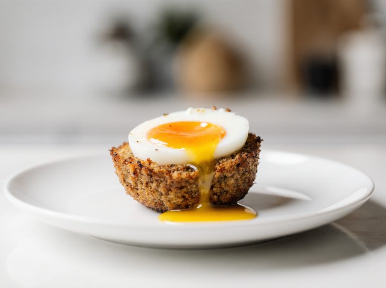 Delicious air fryer keto scotch eggs with a crispy exterior and perfectly cooked center.