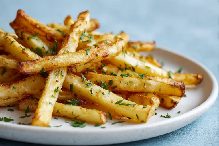 Delicious air fryer parsnips with a golden crispy exterior and tender interior.