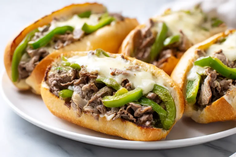 Delicious air fryer Philly cheesesteaks with juicy steak and melted cheese in a toasted hoagie roll.
