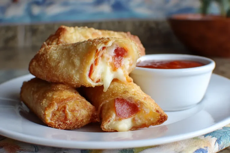 Delicious air fryer pizza egg rolls filled with cheesy goodness and savory toppings.