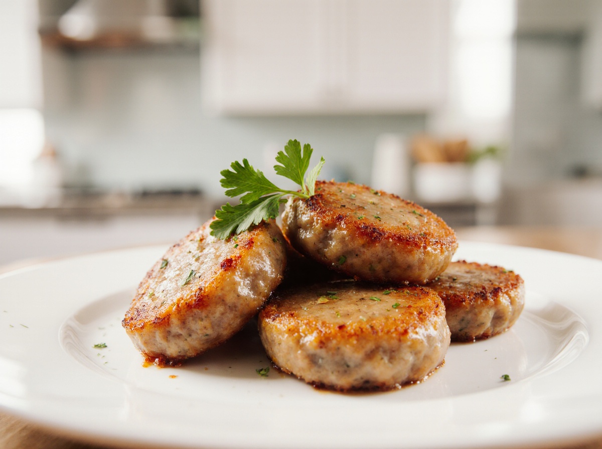 Delicious air fryer smoked sausage served with colorful vegetables.