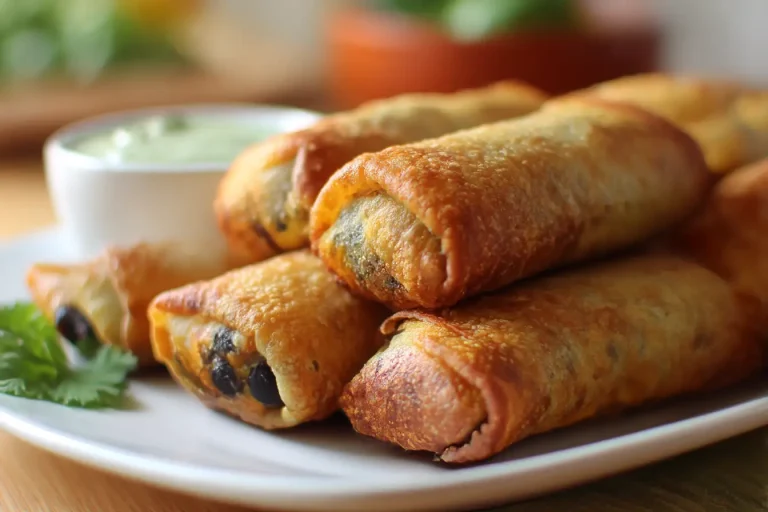 Crispy air fryer Southwest egg rolls filled with delicious flavors and served with dipping sauce.