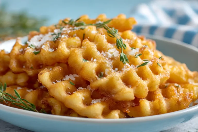 Crispy air fryer waffle fries seasoned to perfection for a delightful snack.