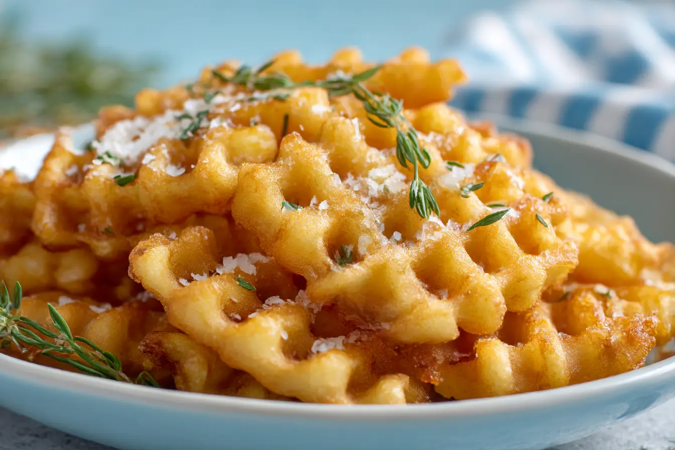 Crispy air fryer waffle fries seasoned to perfection for a delightful snack.