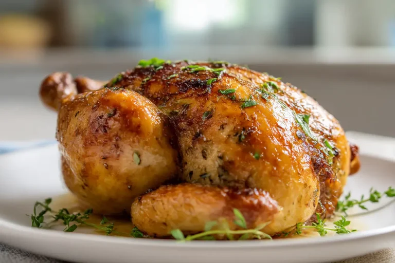 Crispy and juicy air fryer whole chicken with a flavorful golden-brown skin.
