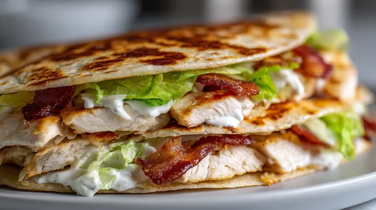 Delicious air fryer chicken bacon ranch crunchwrap loaded with savory toppings.