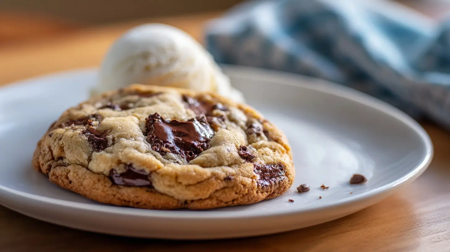 Delicious air fryer cookie for one, perfectly baked to golden perfection.