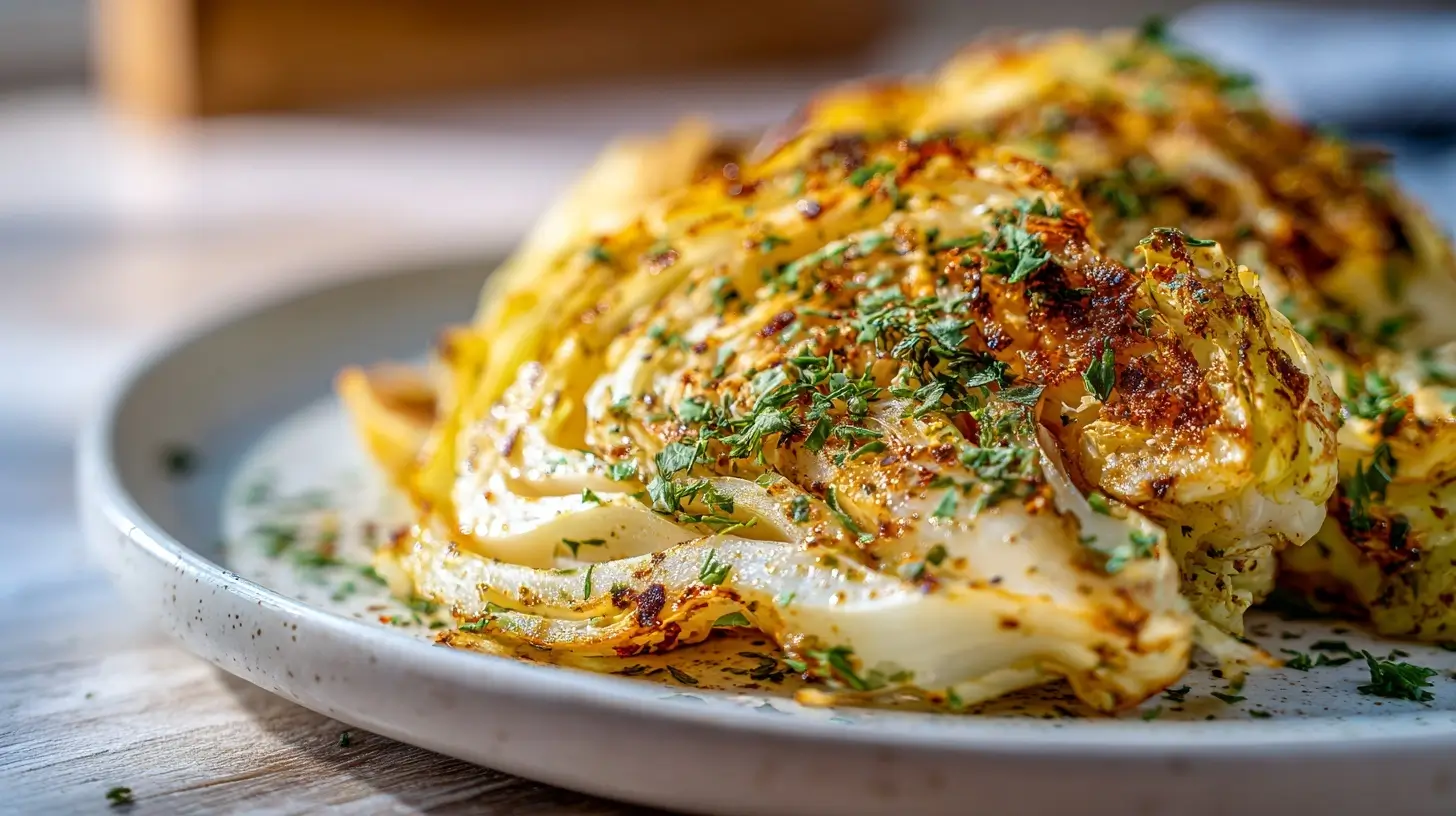 Delicious air fryer fried cabbage cooked to perfection with a savory flavor.