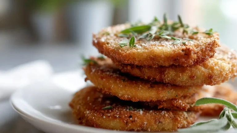 Deliciously crispy air fryer fried green tomatoes with a golden-brown coating.