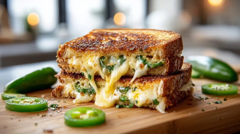 Delicious air fryer jalapeno popper grilled cheese with gooey cheese and spicy jalapenos.