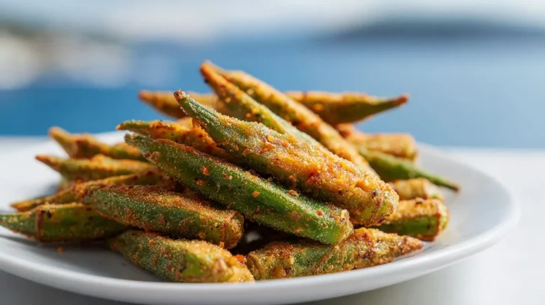 Delicious air fryer okra, perfectly crispy and seasoned for a flavorful snack.