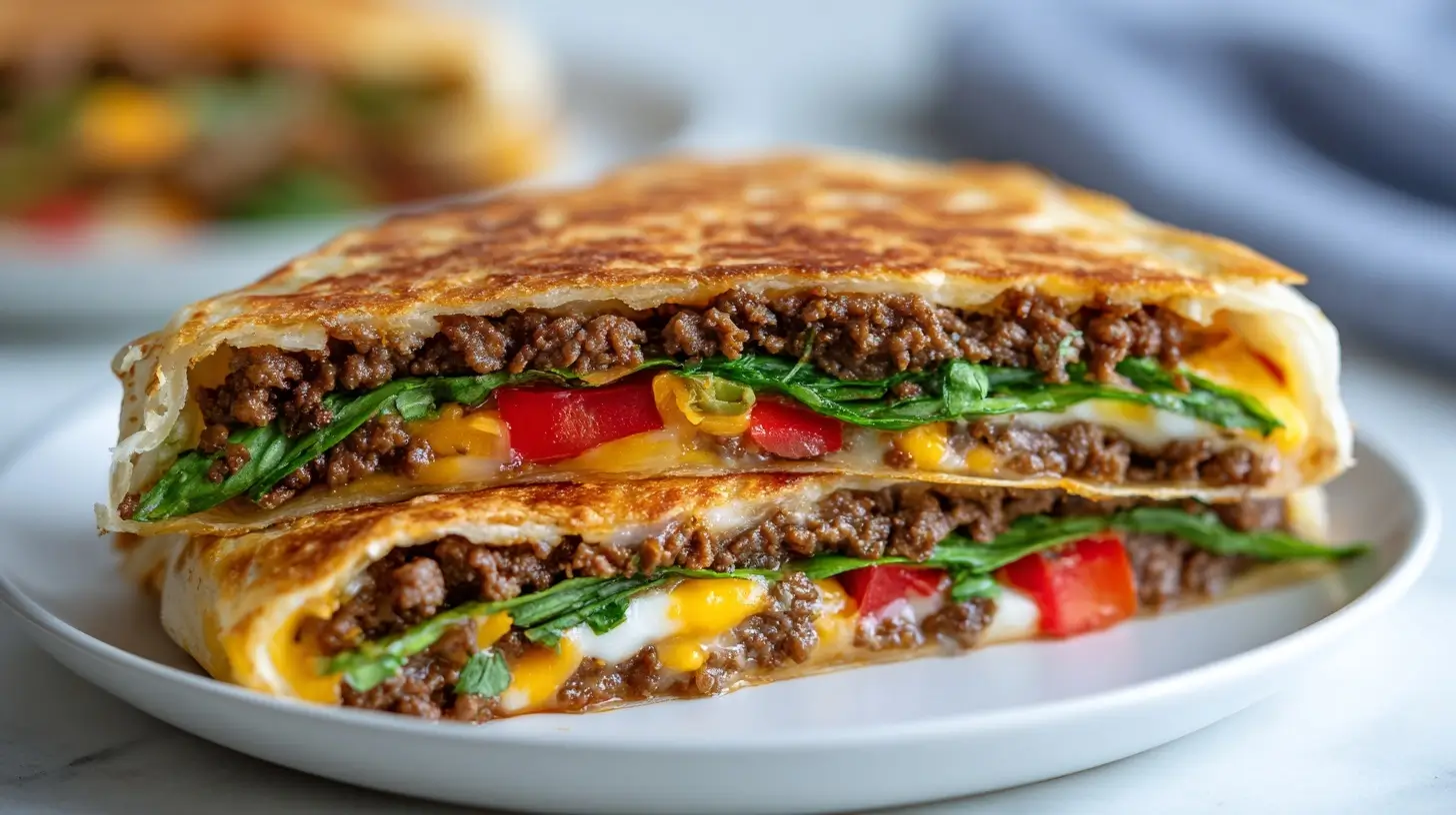 Delicious Air Fryer Philly Crunchwrap loaded with savory ingredients.