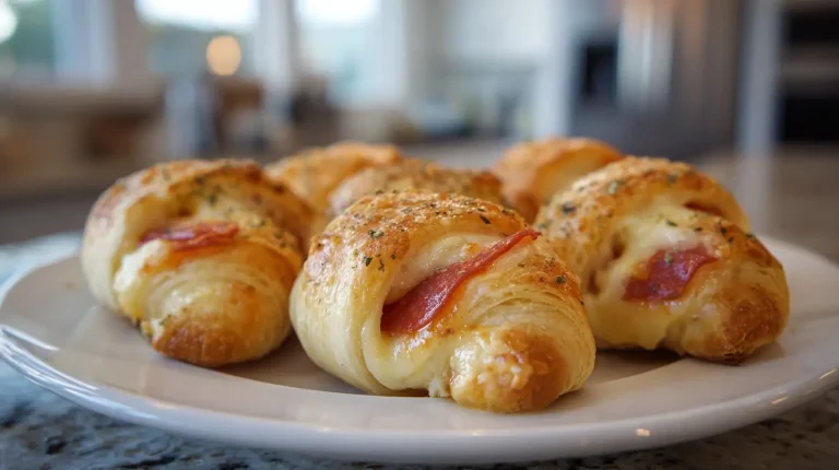Delicious air fryer pizza crescent rolls filled with savory cheese and pepperoni.