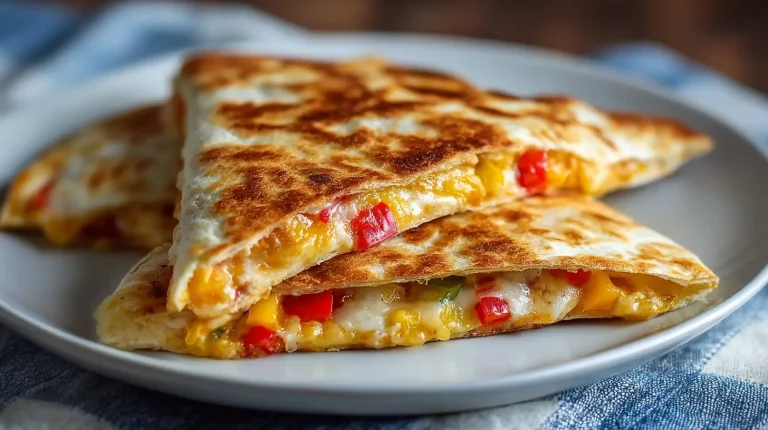 Delicious air fryer quesadilla with melted cheese and fresh toppings.