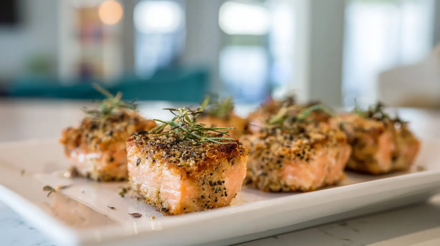 Delicious air fryer salmon bites with a crispy exterior and tender, flaky inside.