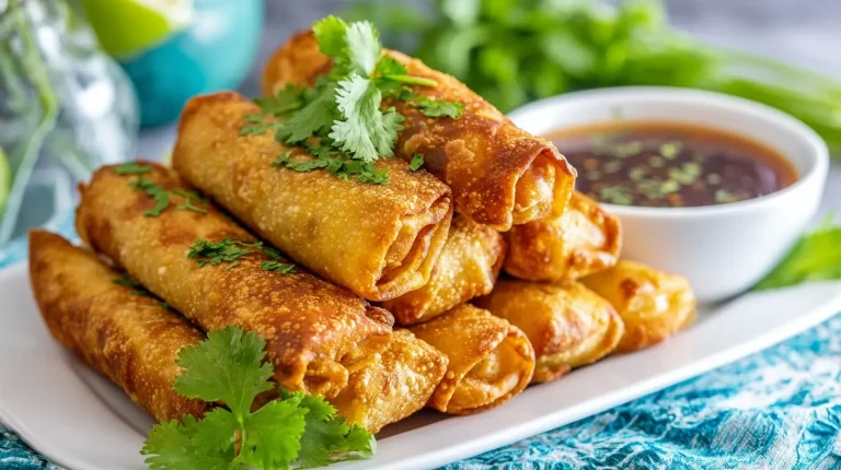 Delicious air fryer taco egg rolls filled with seasoned beef, cheese, and fresh veggies.