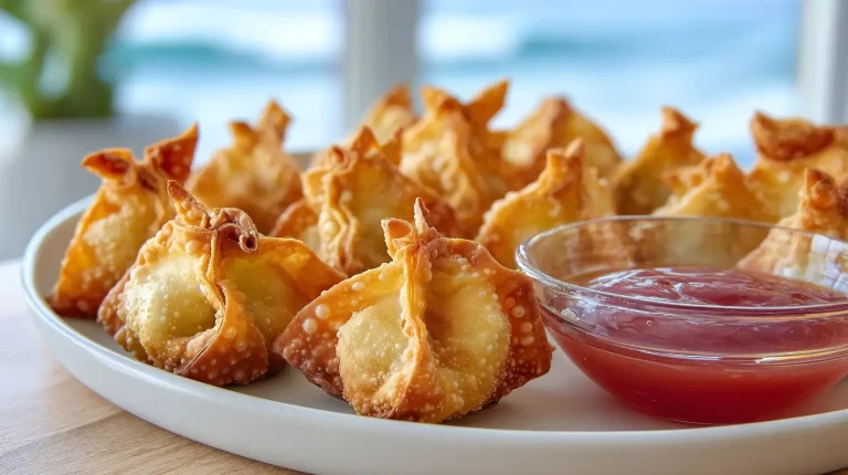 Delicious air fryer wonton poppers filled with savory ingredients for a crispy snack.